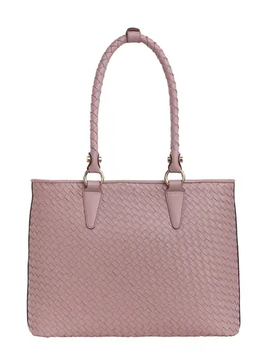 Bolsa Tote Couro Tresse Rosa Grande 79012.26