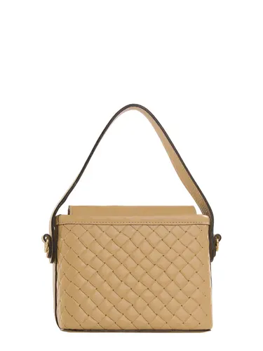 Bolsa de Mão Couro Tramado Creme Pequena 79023.26