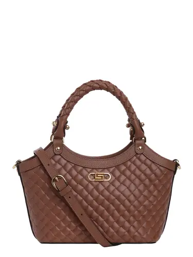 Bolsa de Mão Couro Tramado Mocha Mousse Pequena 79024.26