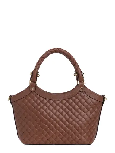 Bolsa de Mão Couro Tramado Mocha Mousse Pequena 79024.26