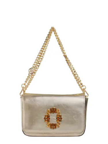 Bolsa Tiracolo Couro Metalizado Ouro Light Pequena 79005.26