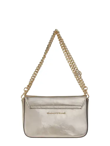 Bolsa Tiracolo Couro Metalizado Ouro Light Pequena 79005.26