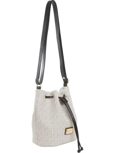 Bolsa Saco Monograma Creme/Preto Pequena 85011.25
