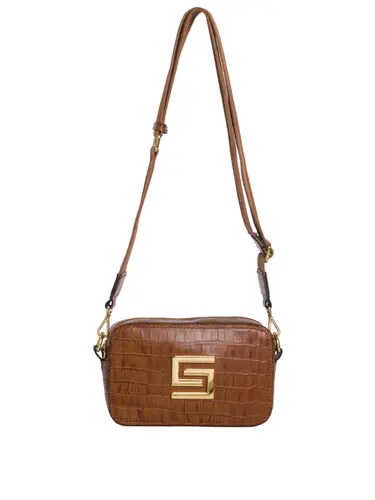 Bolsa Transversal Croco Chocolate Pequena - 85202.25