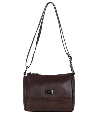 Bolsa Transversal Couro/Croco Chocolate Media 85225.25