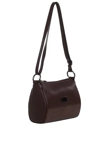 Bolsa Transversal Couro/Croco Chocolate Media 85225.25
