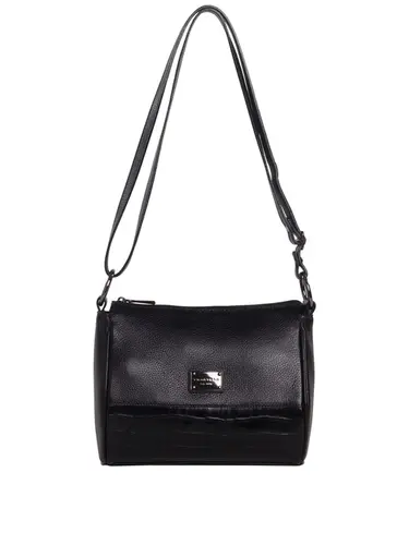 Bolsa Transversal Couro/Croco Preto Media 85225.25