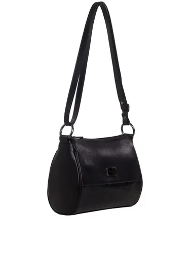 Bolsa Transversal Couro/Croco Preto Media 85225.25