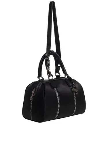 Bolsa Bau Couro Preta/Rafia Media 85223.25