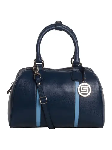 Bolsa Bau Couro Marinho/Azul Bebe Media 85223.25