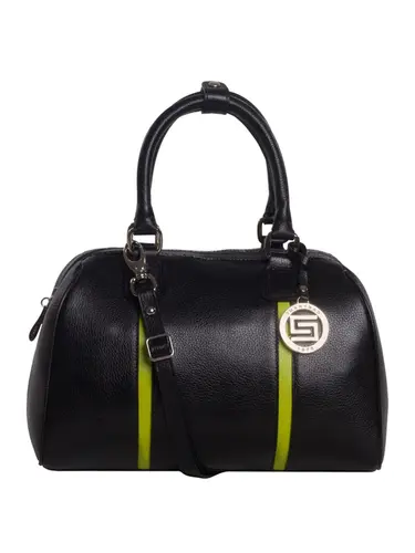 Bolsa Bau Couro Preto/Limone Media 85223.25