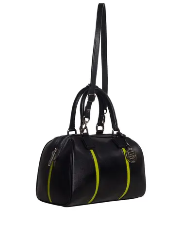 Bolsa Bau Couro Preto/Limone Media 85223.25