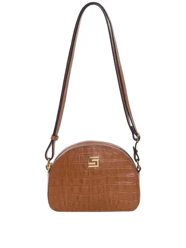 Bolsa Transversal Couro Croco Whisky Pequena 85201.25