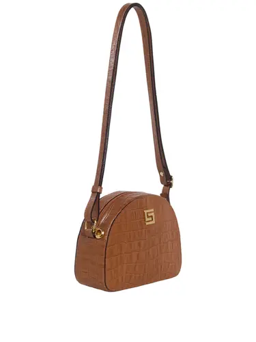 Bolsa Transversal Couro Croco Whisky Pequena 85201.25