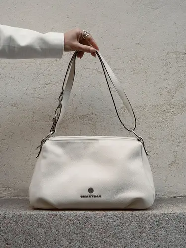 Bolsa Transversal Couro Marfim Media 79028.26