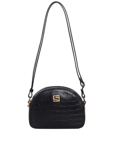 Bolsa Transversal Couro Croco Preto Pequena 85201.25