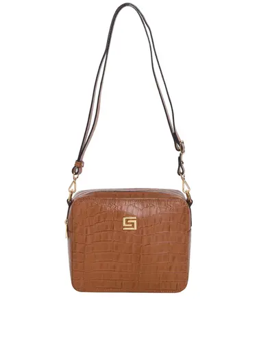 Bolsa Transversal Couro Croco Whisky Media 85206.25