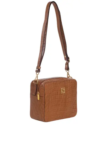 Bolsa Transversal Couro Croco Whisky Media 85206.25