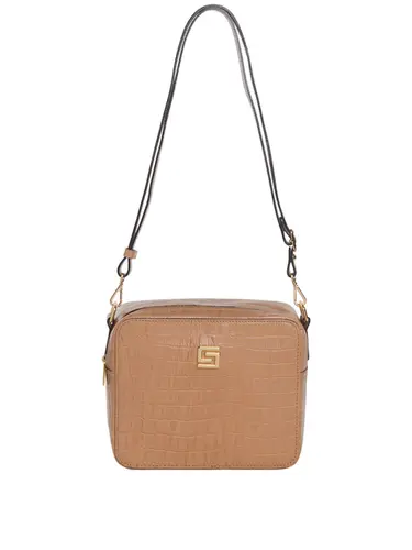 Bolsa Transversal Couro Croco Bege Media 85206.25