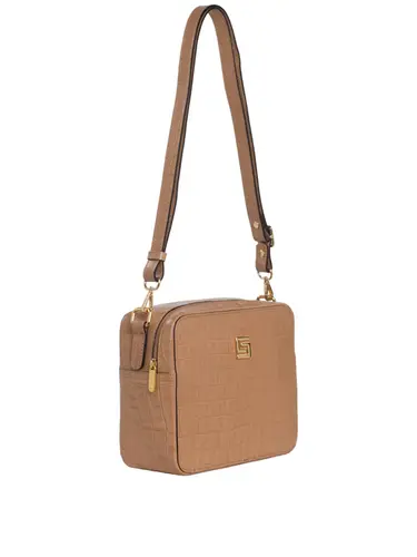 Bolsa Transversal Couro Croco Bege Media 85206.25
