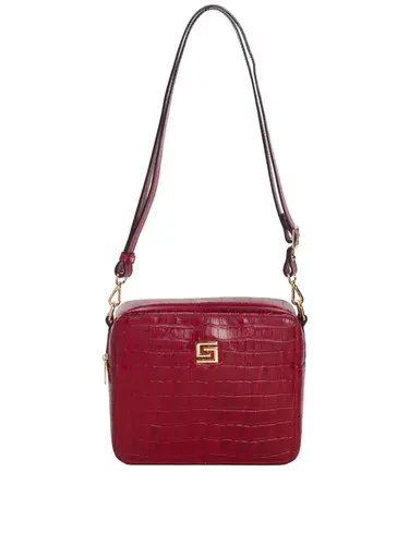 Bolsa Transversal Couro Croco Vermelho Media 85206.25