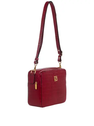 Bolsa Transversal Couro Croco Vermelho Media 85206.25