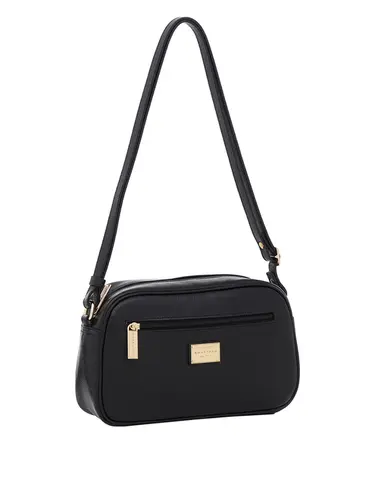 Bolsa Transversal Couro Preto Media 75194.24