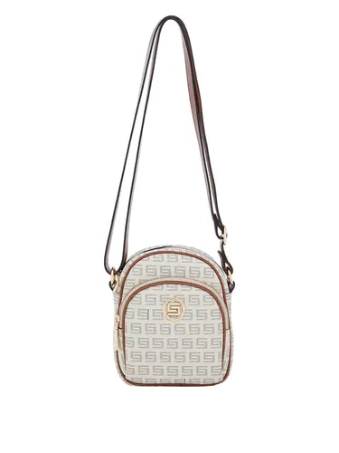 Bolsa Transversal Monograma Creme/Avelã Pequeno 86006.24