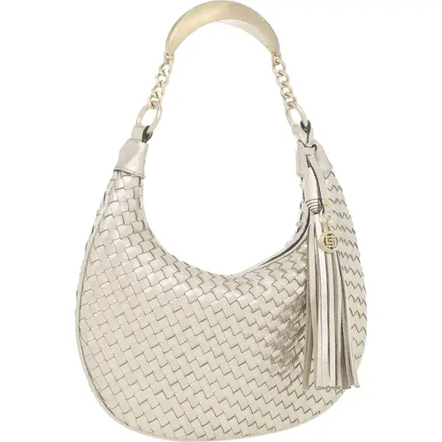 Bolsa de Mão Couro Tresse Metalizado Ouro Media 78015.25