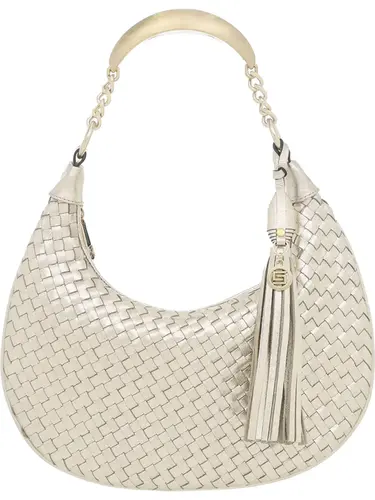Bolsa de Mão Couro Tresse Metalizado Ouro Media 78015.25