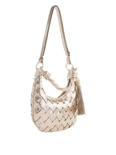 Bolsa Tiracolo Couro Metalizado Ouro Light Media 79064.26