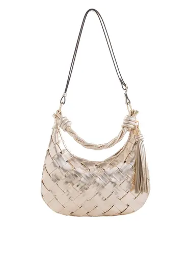 Bolsa Tiracolo Couro Metalizado Ouro Light Media 79064.26