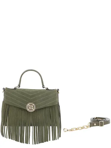Bolsa de Mão Couro Camurça Musgo Media 76050.24