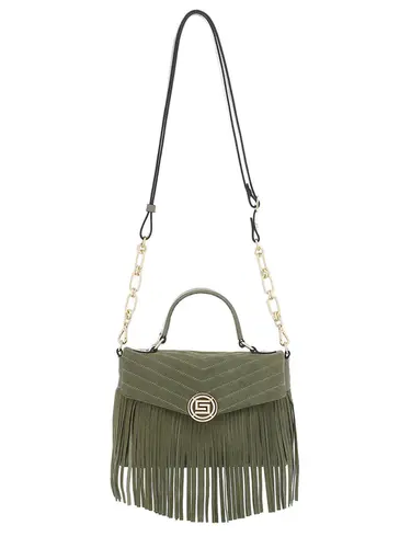 Bolsa de Mão Couro Camurça Musgo Media 76050.24