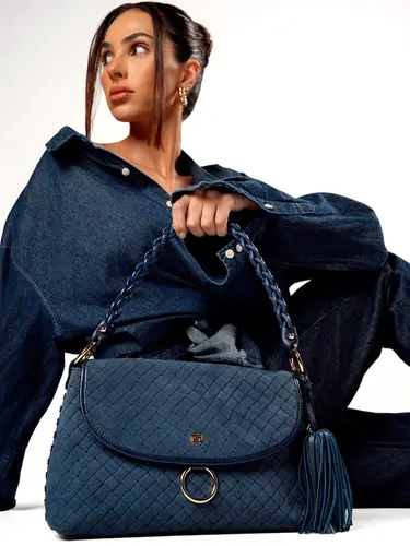 Bolsa Tiracolo Couro Camurça Marinho Media 79044.26