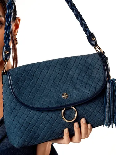 Bolsa Tiracolo Couro Camurça Marinho Media 79044.26
