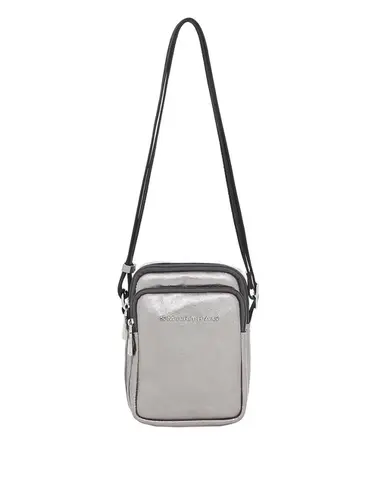 Bolsa Transversal Couro Metalizado Inox Pequena 76039.24