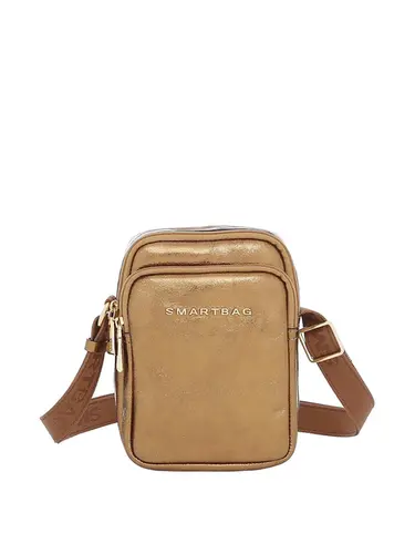 Bolsa Transversal Couro Metalizado Ouro Velho Pequena 76039.24