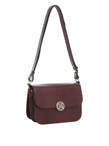 Bolsa Transversal Couro Croco Bordo Media 76041.24