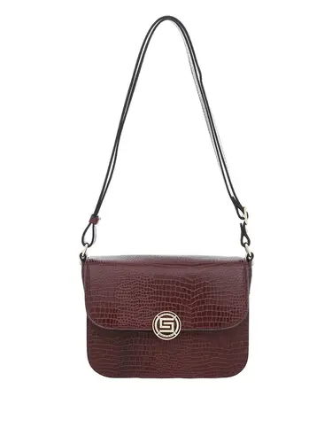 Bolsa Transversal Couro Croco Bordo Media 76041.24