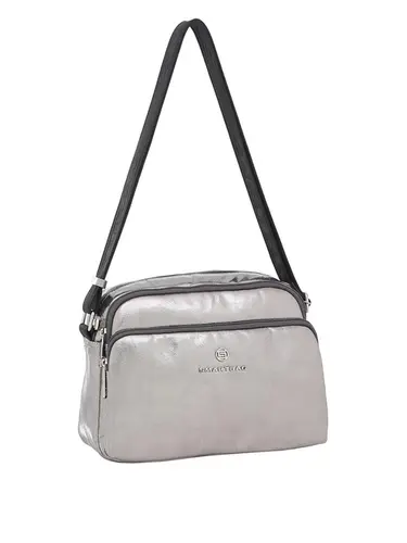 Bolsa Transversal Couro Metalizado Inox Media 76043.24