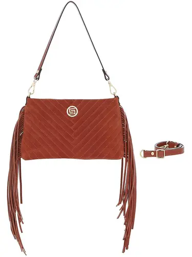 Bolsa Tiracolo Couro Camurça Telha Pequena 76051.24