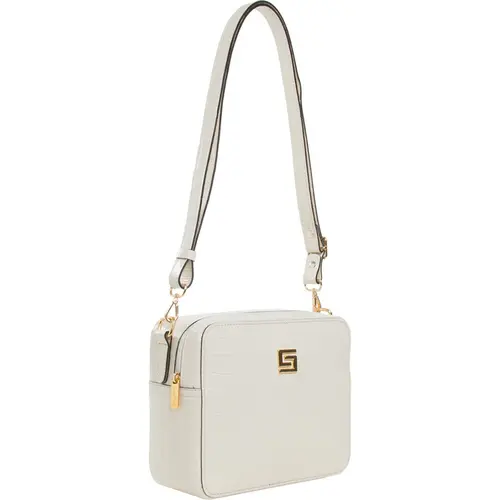 Bolsa Transversal Couro Croco Off White Media 85206.25