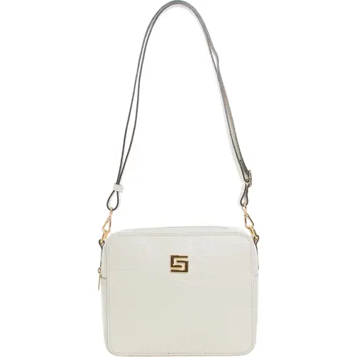 Bolsa Transversal Couro Croco Off White Media 85206.25