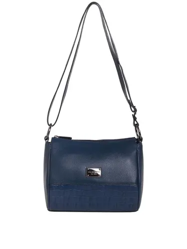 Bolsa Transversal Couro/Croco Marinho Media 85225.25