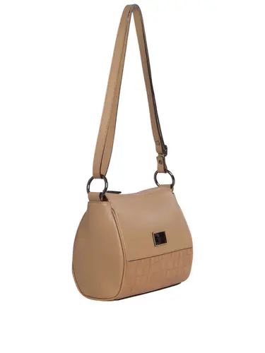Bolsa Transversal Couro/Croco Bege Media 85225.25
