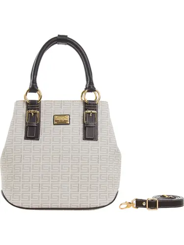 Bolsa Tote Monograma Creme/Preto Media 85005.25