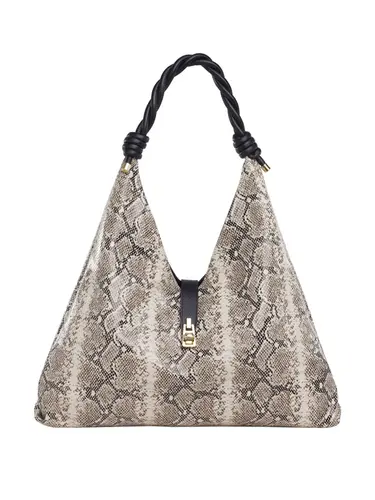 Bolsa Hobo Couro Snake Natural/Preto Grande 70018.26