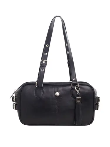 Bolsa Tiracolo Couro Preto Media 70045.26