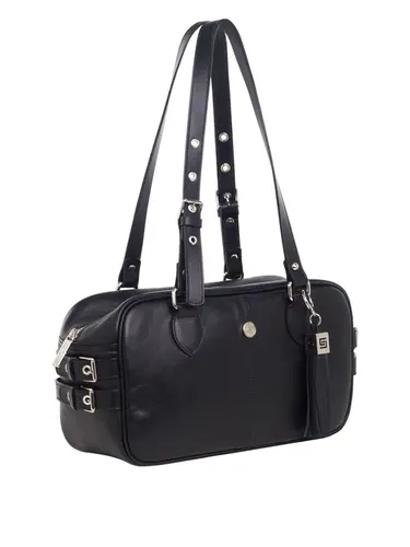 Bolsa Tiracolo Couro Preto Media 70045.26